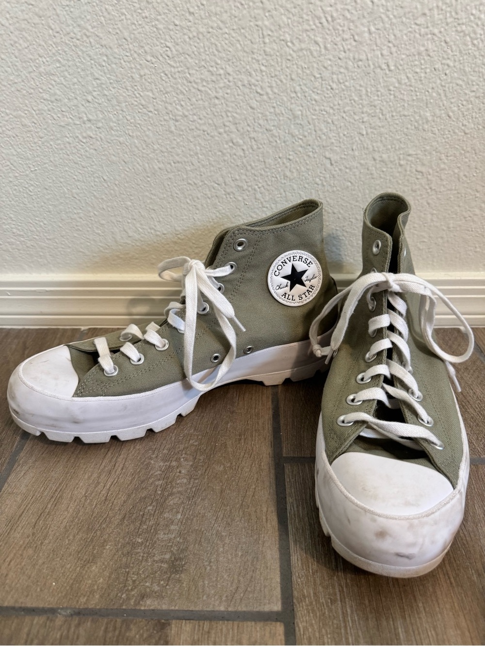 Women’s Converse Olive Green High-Top Sneakers with White Soles